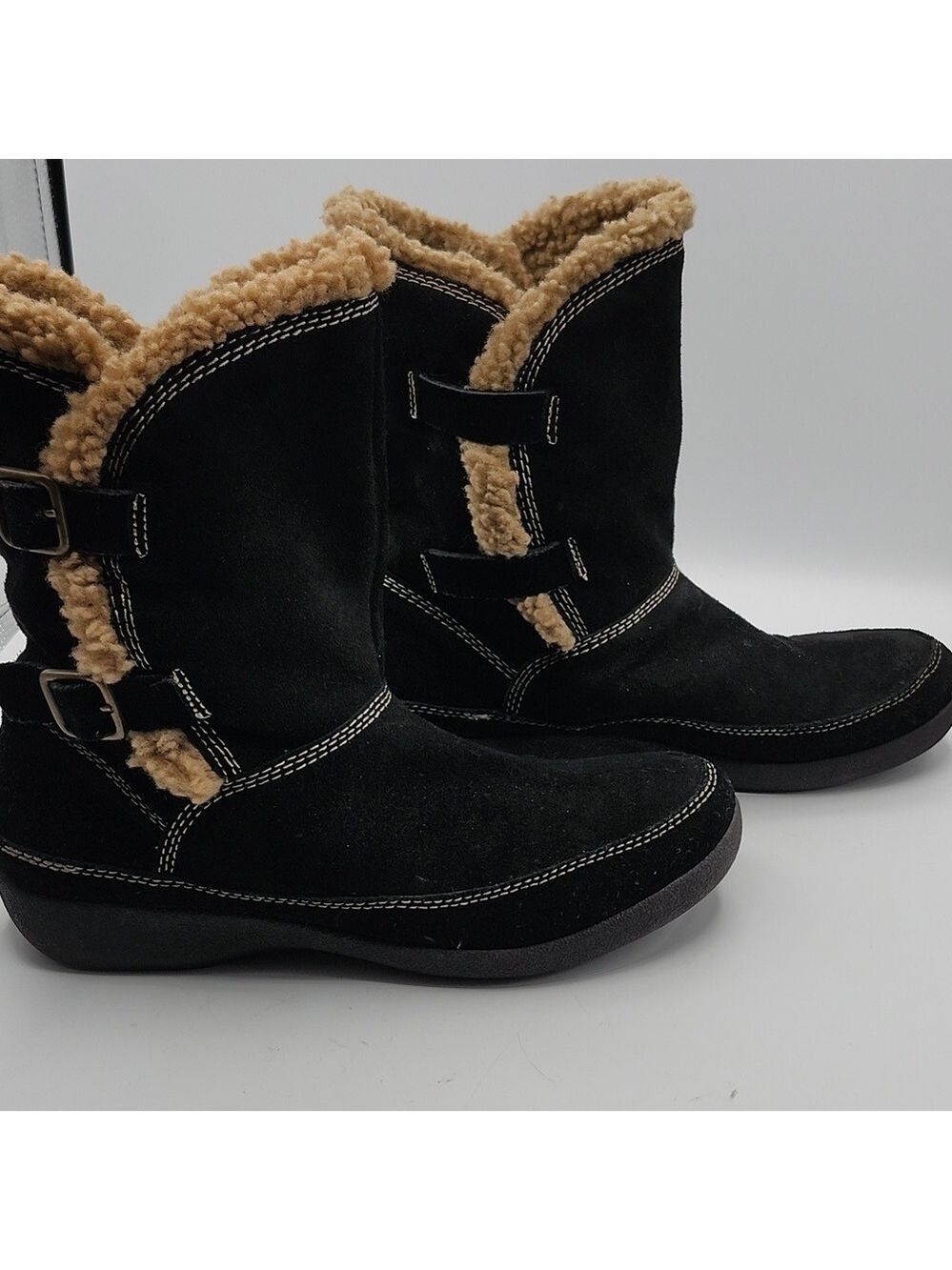 Easy Spirit black boots with tan faux fur leather upper Westwing Sz 10M